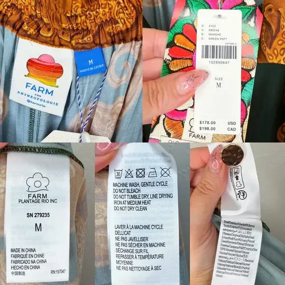 NWT Anthropologie Farm Rio Printed Wide Leg Green Gold Cheetah Satin Pants Med - Picture 12 of 15